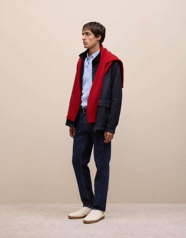 Trenery - Cotton Twill Zip Through Jacket in Navy