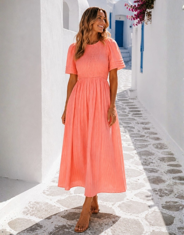 Esther & Co - Iolana Dress - Coral