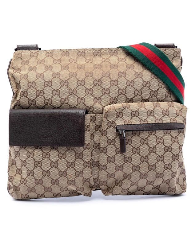 Pre-Loved by Azura Reborn - Pre-Loved GG Canvas Web Double Pocket Crossbody