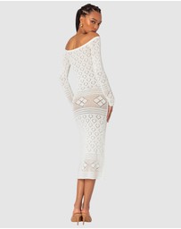 EDIKTED - Lily Crochet Off Shoulder Midi Dress