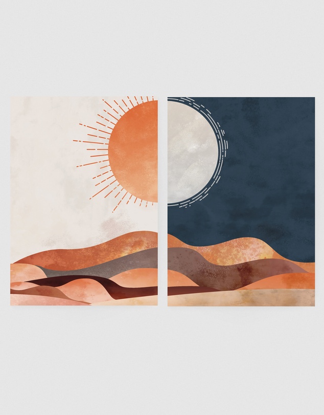 Inka Arthouse - Moon Desert Set of 2 Art Prints