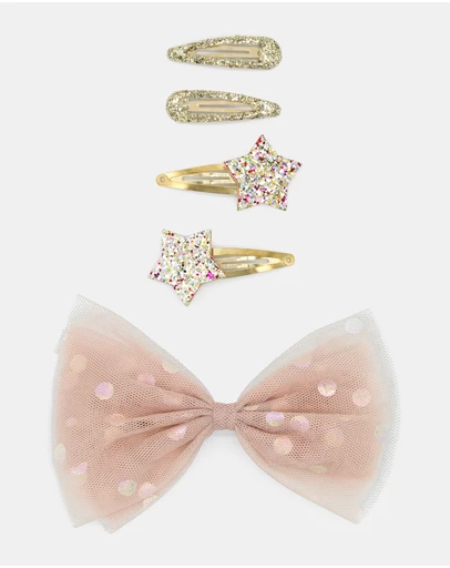 Morgan & Taylor - Star Bright Kids Clip Set in Sparkling Gold and Pink
