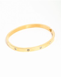 Lovisa - Waterproof Gold Plated Stainless Steel Diamante Hinged Bangle