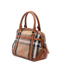 Pre-Loved by Azura Reborn - Pre-Loved Small Leather Trimmed House Check Canvas Bridle Orchard Satchel