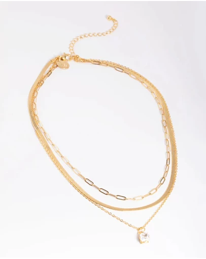 Lovisa - Gold Plated Cubic Zirconia Chain Necklace