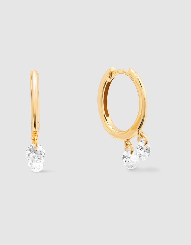 Wanderlust + Co - Glimmer Gems 14K Gold Vermeil Huggie