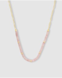 Wanderlust + Co - Rose Quartz Blush Gold Necklace
