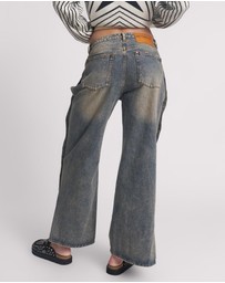 ONE TEASPOON - Billie Mid Waist Long Rise Straight Leg Denim Jeans - Old Blue