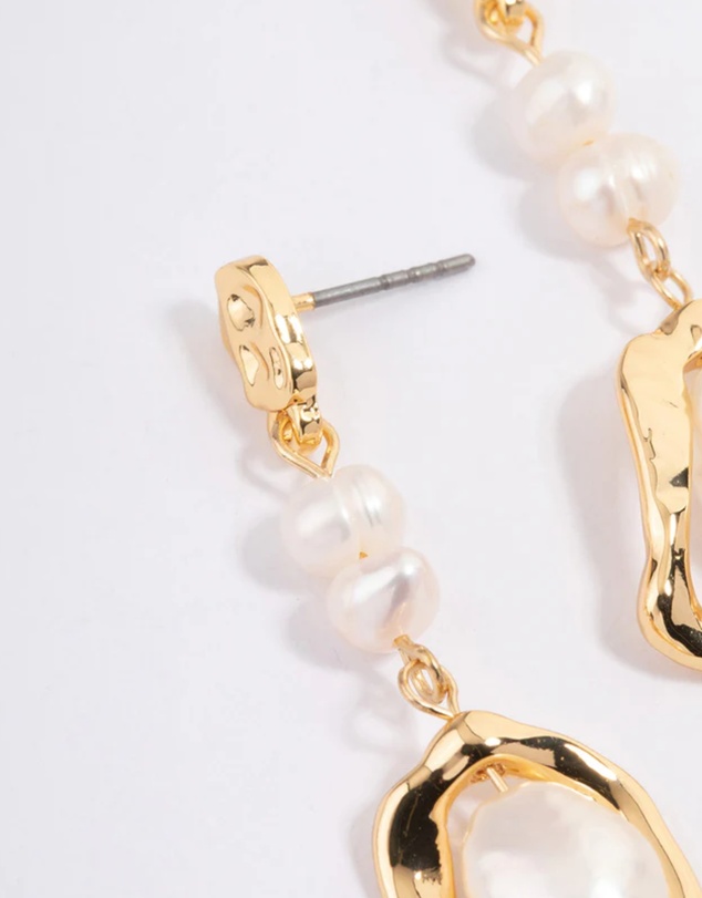 Lovisa - Gold Plated Irregular Freshwater Pearl Drop Earrings