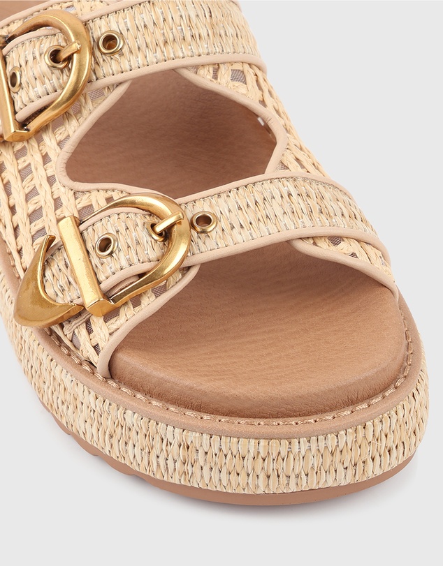 Betts - Vacay Raffia Platform Slide Sandals