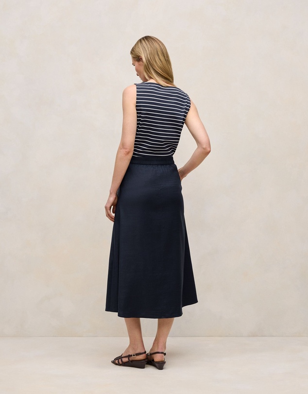 Trenery - Modal Cotton Stripe Boatneck Tank in Night Sky