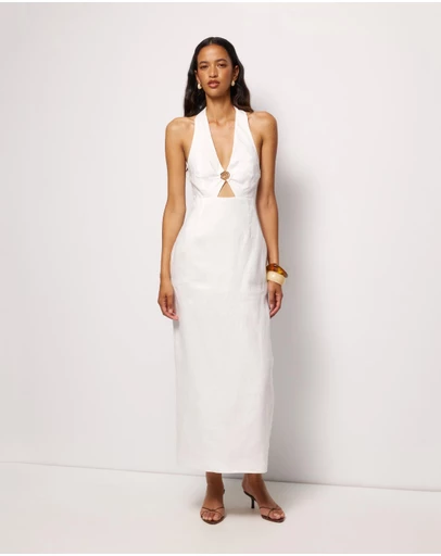 AERE - Lysandra Linen Halter Midi Dress