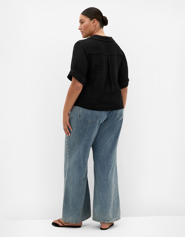 City Chic - Plus size Annie Relaxed Shirt - black