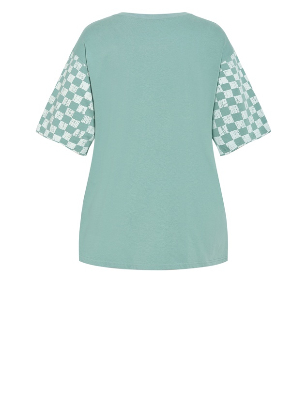 City Chic - Plus size Wrangling Hearts Oversized Tee - sage