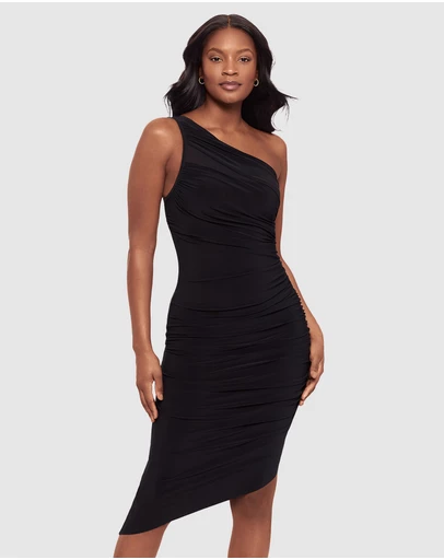 Miraclesuit Shapewear - Jeni Midi One Shoulder Asymmetric Shaping Dress