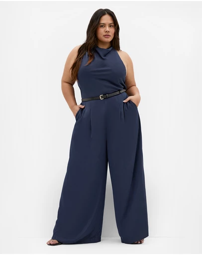 City Chic - Clara Halter Wide Leg Jumpsuit