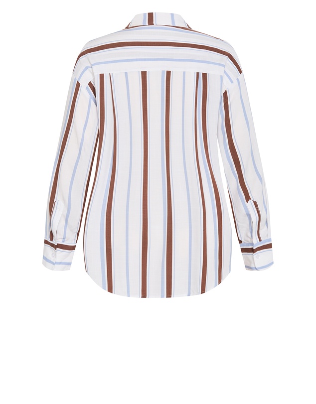City Chic - Plus size Haven Stripe Shirt - ivory