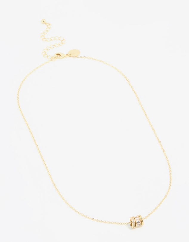 Lovisa - Gold Plated Brass Cubic Zirconia Rondell Necklace