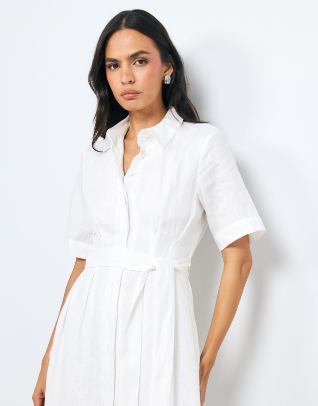 AERE - Orien Tuck Waist Linen Shirt Dress
