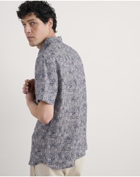 Seasalt - Seasalt Cornwall Navy Blue Heron Short Sleeve Shirt