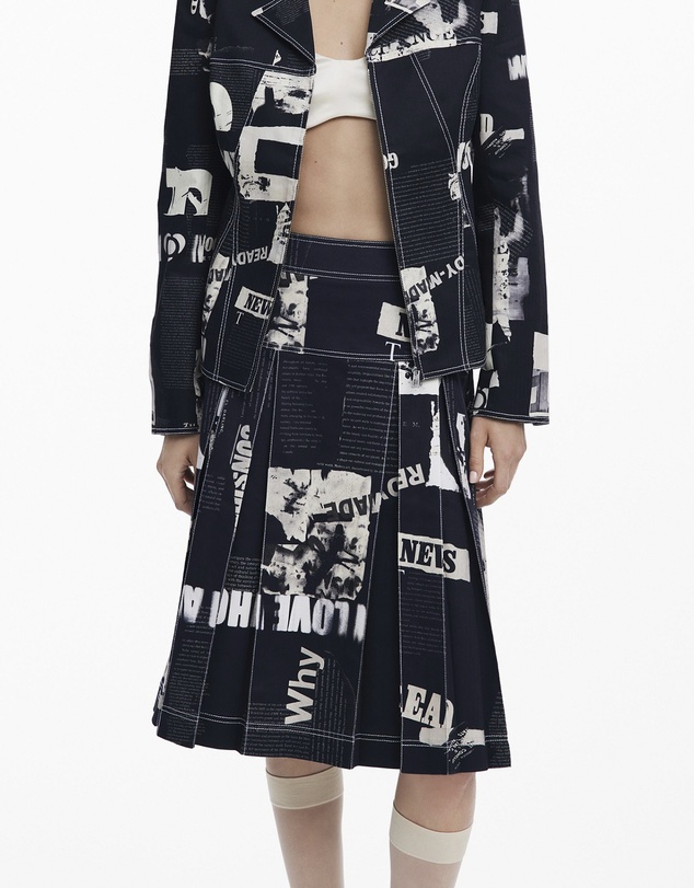 Desigual - Midi Skirt With Newspaper Pleats