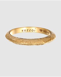 Kuzzoi - ICONIC EXCLUSIVE - Ring Men Narrow Used Look 925 Sterling Silver Gold-plated