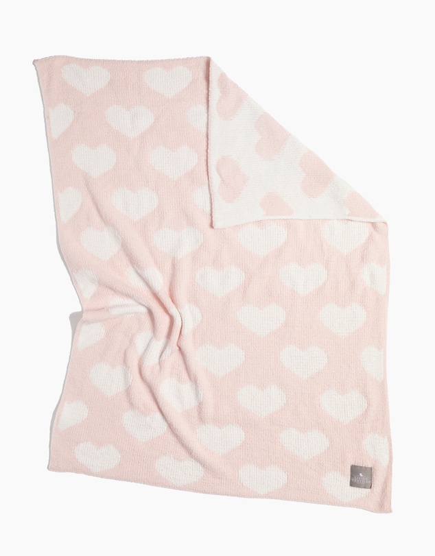 Living Textiles - Chenille Blanket - Pink Hearts