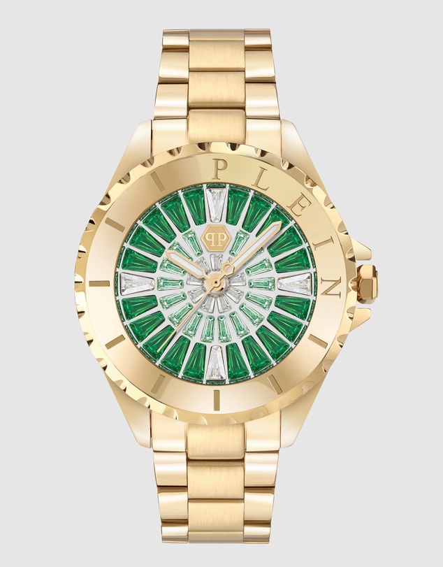 Philipp Plein - Philipp Plein Heaven 34mm Green Dial Recycled Gold-Tone Stainless Steel Bracelet Watch
