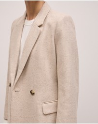 Trenery - Italian Wool Blend Flecked Blazer in Oat Marle