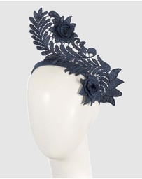 Max Alexander - Navy Lace Crown Headband Fascinator