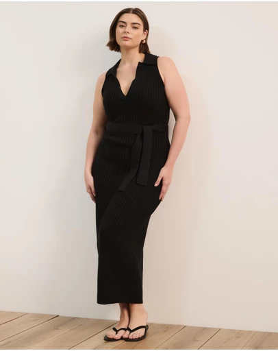 Atmos&Here Curvy - Joni Sleeveless Rib Knit Midi Dress