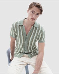 UNISON - Stripe Crochet Button Thru Knit