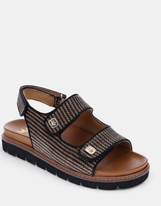 Mia Vita - Dakota Slingback Sandal - Black Raffia