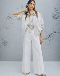 Marella - White Belted Trousers