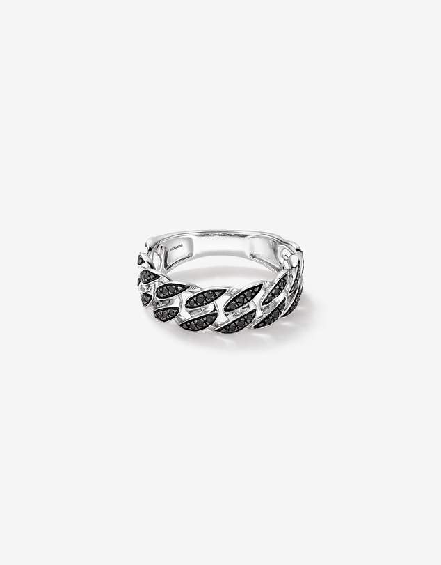 Michael Hill - Men's 0.29 Carat TW Men's Black Diamond Chain Link Ring in Sterling Silver