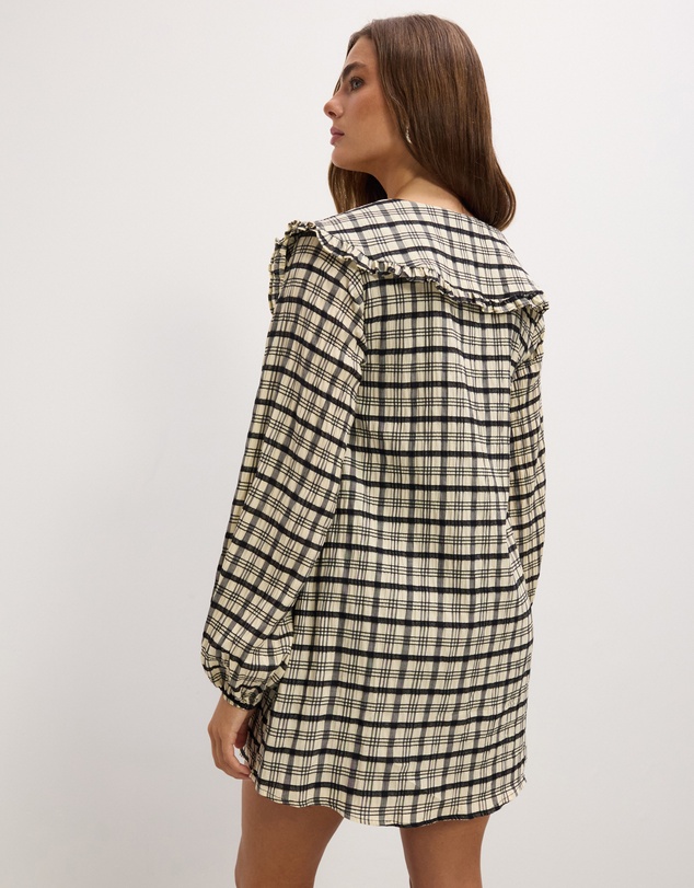 The Fated - Adela Check Collared Mini Dress