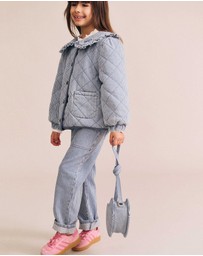 Huxbaby - Vintage Bow Collar Denim Jacket - Babies-Kids