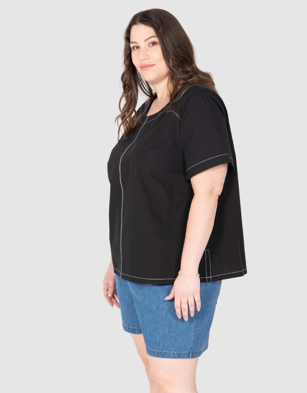 Love Your Wardrobe - Eden Contrast Stitch Top