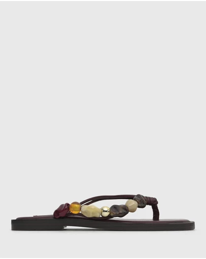 Betts - Saltwater Leather Multi Beaded Thong Sandals