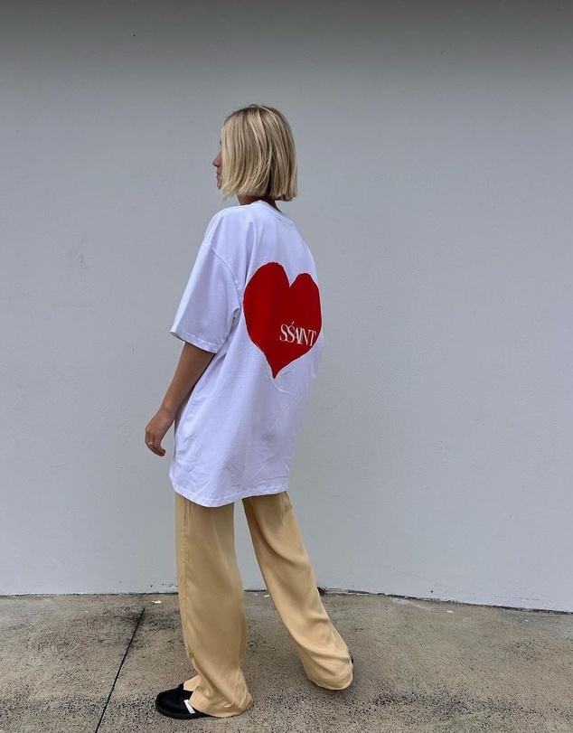 SSAINT - Heart Tee White & Red