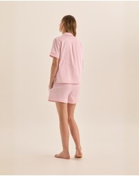 Gingerlilly - Sonia Pink Satin Short PJ Set