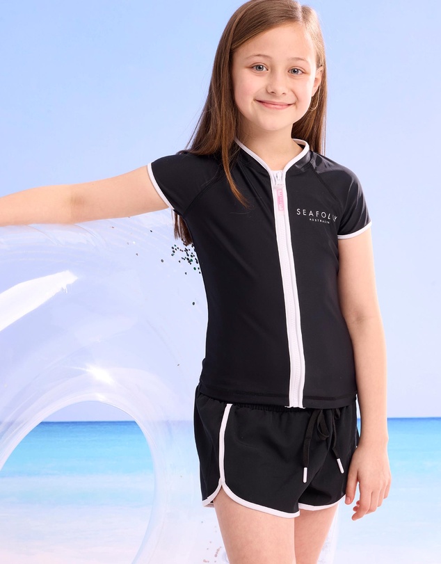 Seafolly - Essentials SS Zip Rashie - Teens