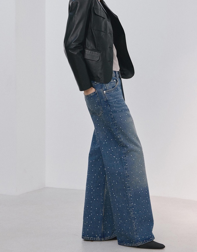 M.N.G - Wide-Leg Jeans With Rhinestones