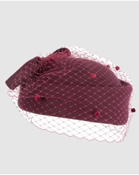 Max Alexander - Felt Burgundy Pillbox Hat With Veil