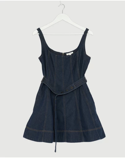 Revibe - Repaired Shona Joy Rita Belted Mini Dress - AU 12