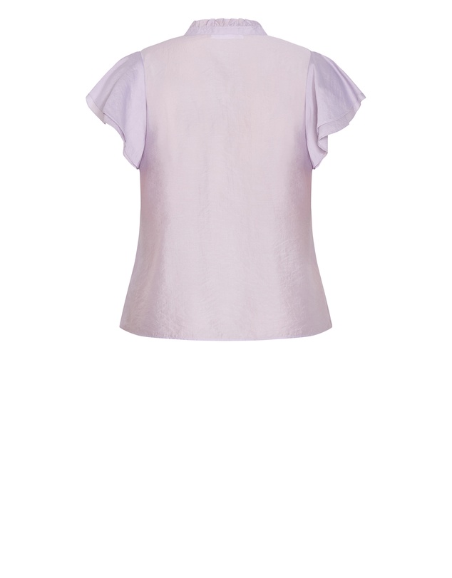 City Chic - Plus size Dakota Flutter Sleeve Top - lilac
