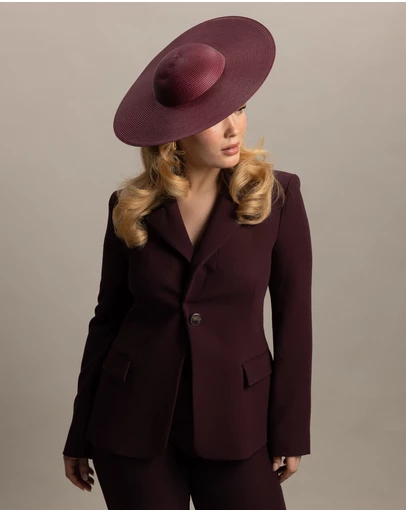 Morgan & Taylor - Mona Racewear Plate Hat in Burgundy Red