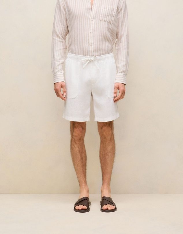 Trenery - Linen Patch Pocket Drawcord Short in White