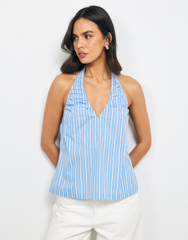 AERE - Lottie Stripe V-Neck Top