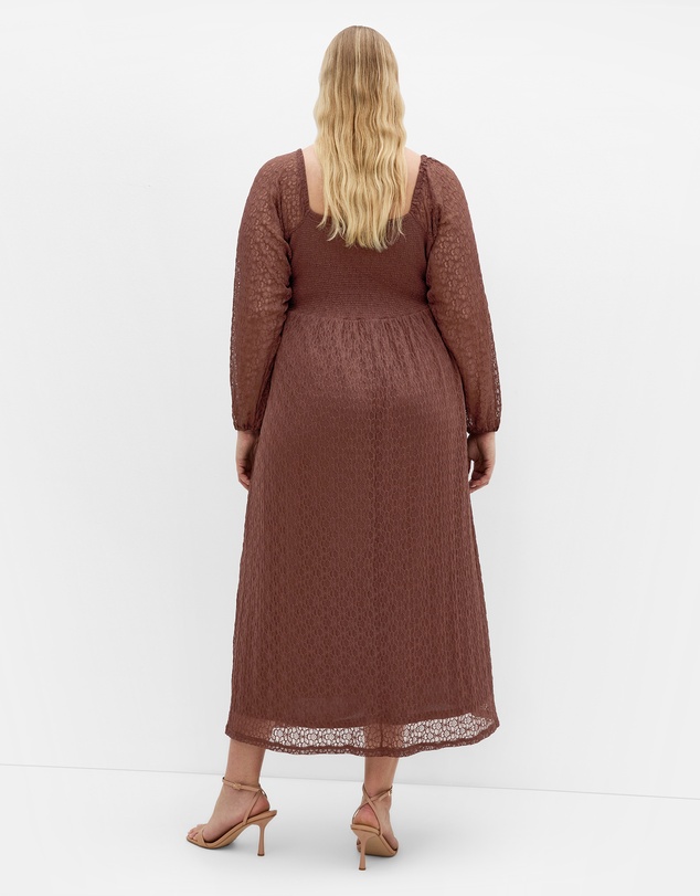 City Chic - Plus sizeLani Lace Long Sleeve Midi Dress - chocolate